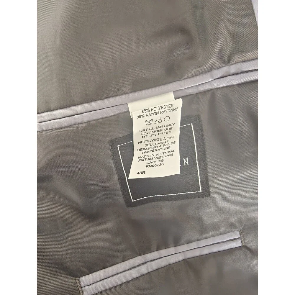 Van Heusen 48R Gray Suit Jacket Men's 2 Button Dress Blazer Classic Fit